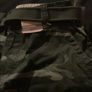 Men’s Roebuck and co camouflage messenger shorts.